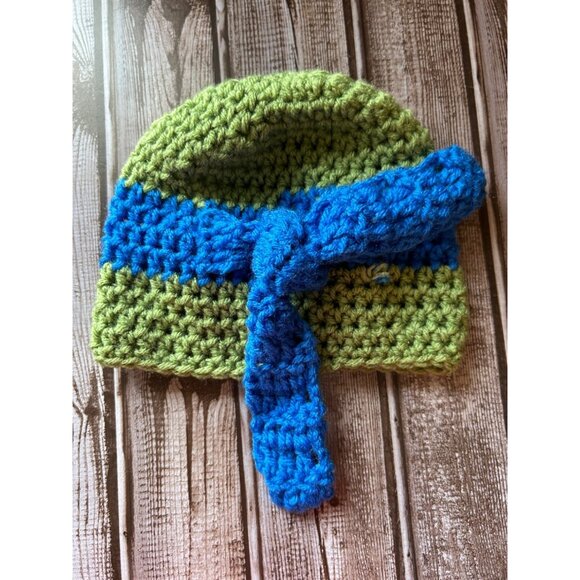 Crochet Teenage Mutant Ninja Turtle Inspo Baby Toddler Hat Green TMNT Handmade - Picture 2 of 6